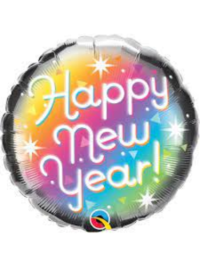 QUALATEX 18" PRISMATIC HAPPY NEW YEAR FOIL BALLOON