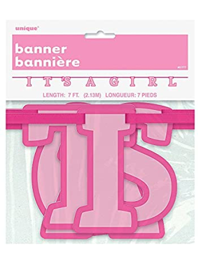 GIRL BABY SHOWER LETTER BANNER 7FT