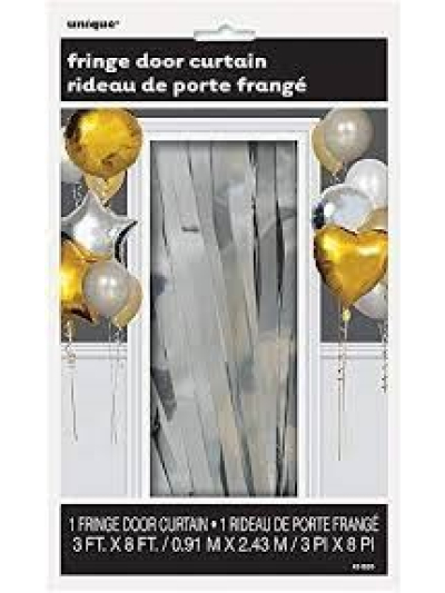 UNIQUE SILVER FRINGE DOOR CURTAIN 3FTX8FT