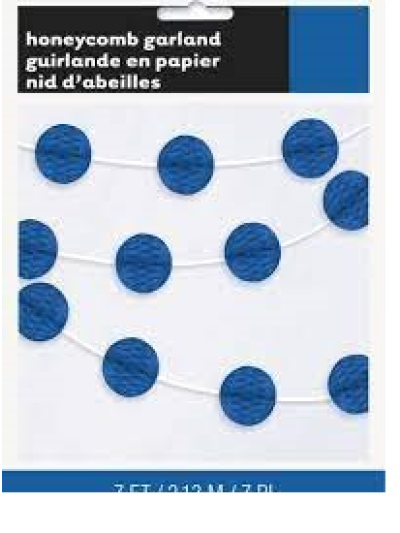 ROYAL BLUE HONEYCOMB BALL GARLAND 7FT