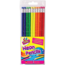 ART BOX 10 NEON RUBBER TIP HB PENCILS