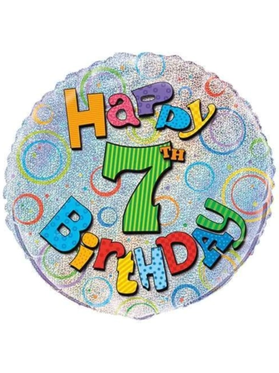 UNIQUE 18" HAPPY 7TH BIRTHDAY PRISMATIC BALLOON