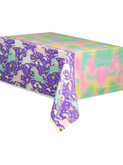 UNIQUE 54X84IN UNICORN PLASTIC TABLECOVER