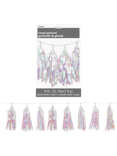 UNIQUE IRIDESCENT FOIL TASSEL GARLAND 9FT