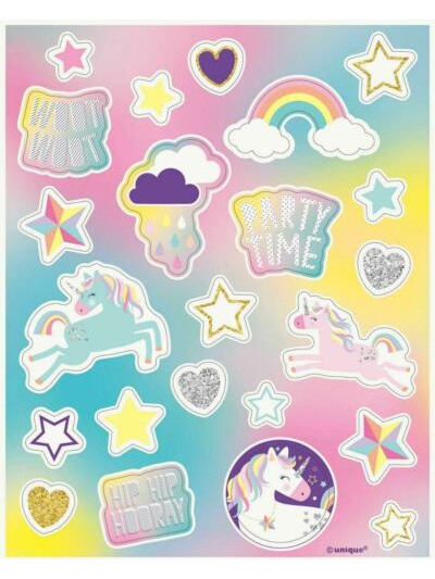 UNIQUE 92 UNICORN PARTY STICKER SHEET