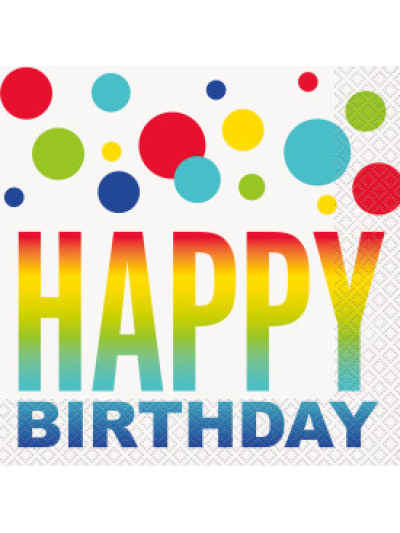 UNIQUE RAINBOW SPOT BIRTHDAY LUNCH NAPKIN PK16