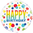 UNIQUE 18" RAINBOW SPOT BDAY FOIL BALLOON