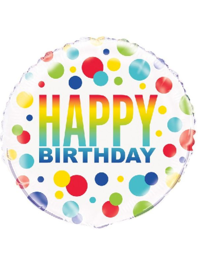 UNIQUE 18" RAINBOW SPOT BDAY FOIL BALLOON