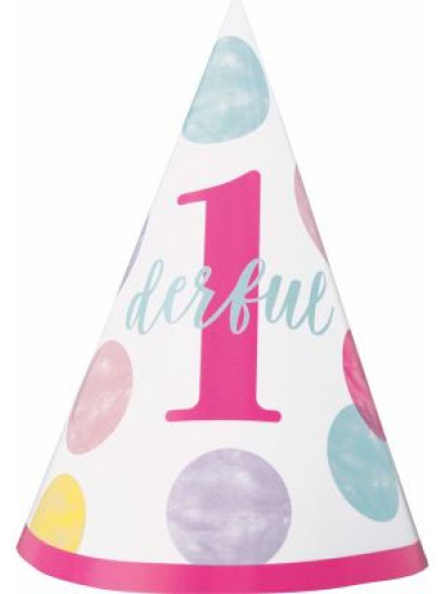 UNIQUE PINK DOTS 1ST BIRTHDAY BABY HAT