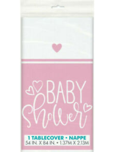 UNIQUE 54"X84" PINK HEARTS BABY SHOWER TABLE COVER