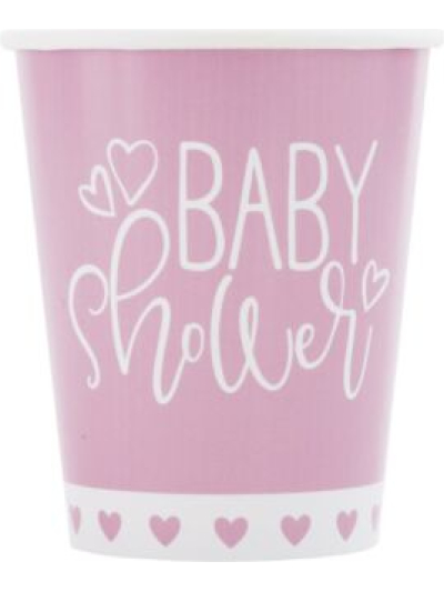 UNIQUE PINK HEART BABY SHOWER 9OZ CUP PK8