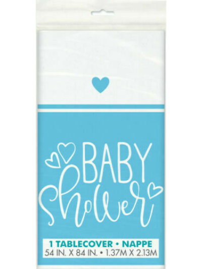 UNIQUE 54"X84" BLUE HEARTS BABY SHOWER TABLE COVER