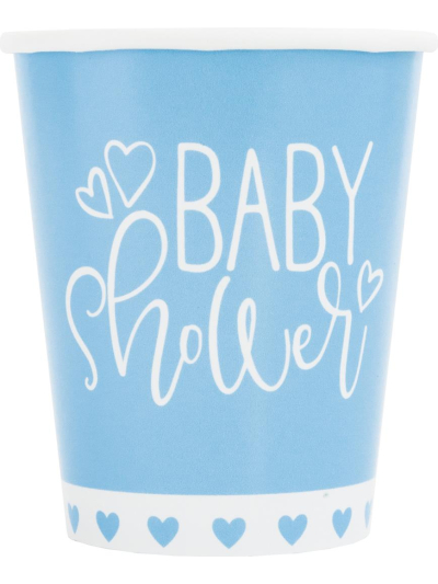 UNIQUE BLUE HEART BABY SHOWER 9OZ CUPS PK8