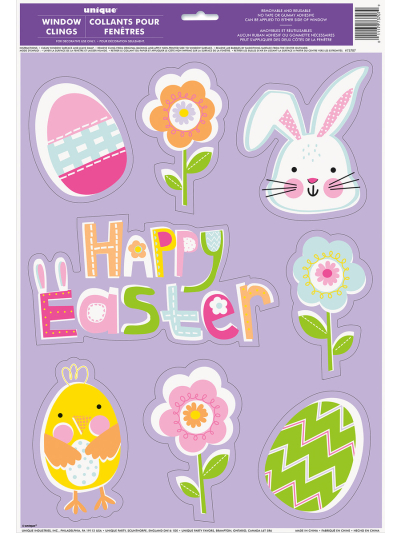 UNIQUE WINDOW CLINGS HAPPY EASTER LILAC