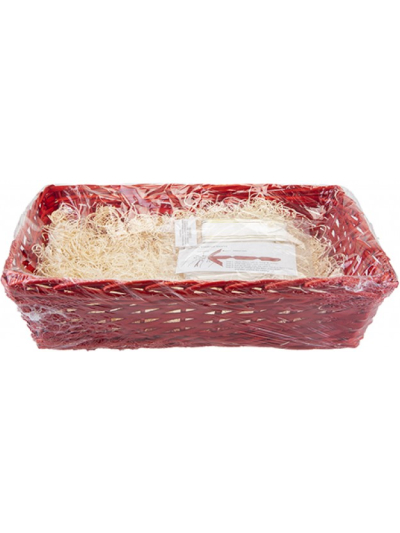 Make Your Own Hamper Kit 30cm x 22cm - Rectangular Basket, Bag, Ribbon & Wood Wool In Red