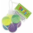 UNIQUE 6 BOUNCE BALLS CLEAR GLITTER-NET BAG