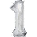 UNIQUE 34" SILVER FOIL BALLOON  NUMBER 1