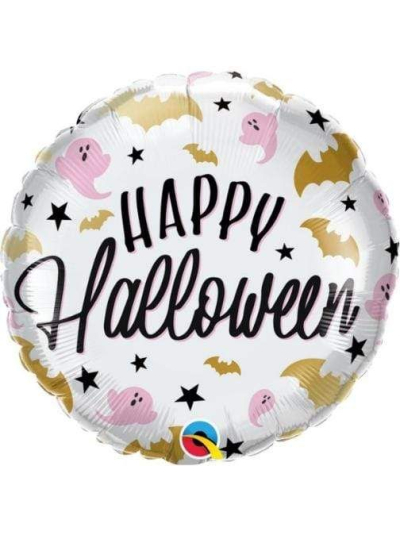 QUALATEX 18" SPARKLYDOTS HAPPY HALLOWEEN FOIL BALLOON