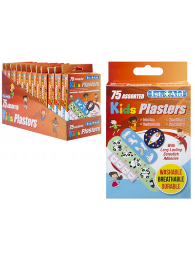 75 ASSORTED KIDS PLASTERS LATEX FREE