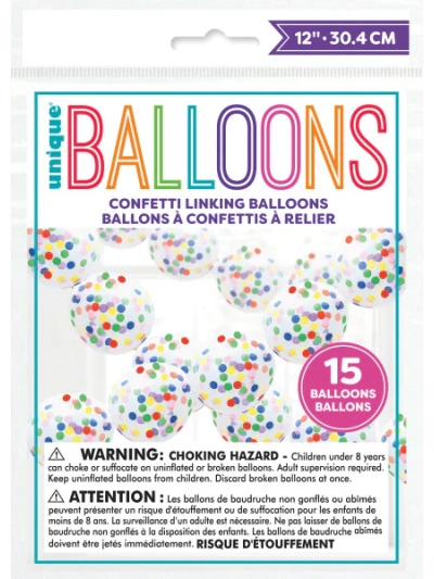 UNIQUE 12" LATEX CONFETTI BALLOON GARLAND KIT 15PC