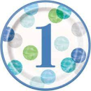UNIQUE 8 BLUE DOTS 1ST BAY 9IN PLATES