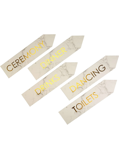 SCRIPTED MARBLE-WEDDING SIGNS PK5