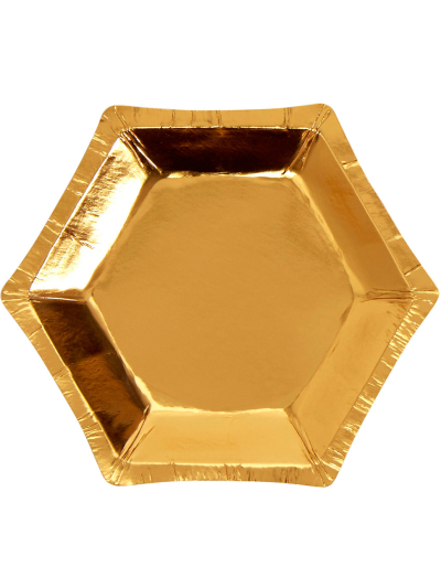 SMALL HEXAGONAL PLATES GOLD PK8