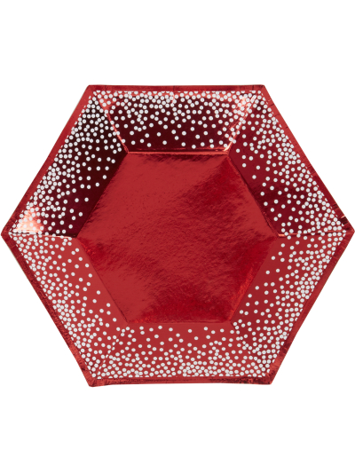 RED & WHITE DOTS PLATE MEDUIM PK8