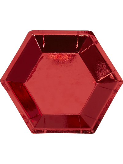 SMALL HEXAGONAL RED PLATE PK8
