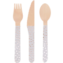NEVITI WOODEN DOTS-ROSE GOLD FOIL CUTLERY SET-24 PIECES