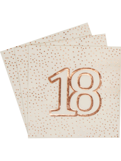 ROSE GOLD 18TH BIRTHDAY NAPKINS PK16