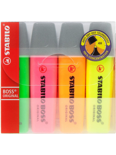 STABILO BOSS 4PC ASST HIGHLIGHTERS