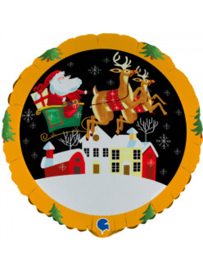 GRABO 18" ROUND SANTA IN SLEIGH FOIL BALLOON