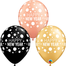 QUALATEX 11" ROUND HAPPY YEAR DOTS BALLOON PK25
