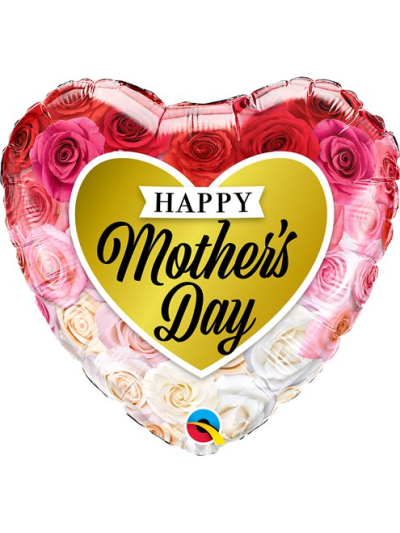 QUALATEX 18" HAPPY MOTHERS DAY ROSE GOLD HEART  MICROFOIL BALLOON
