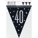 GLITZ BLK HAPPY 40TH BIRTHDAY FLAG BANNER