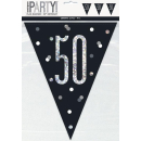 GLITZ BLK HAPPY 50TH BIRTHDAY FLAG BANNER