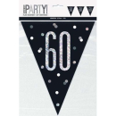 GLITZ BLK HAPPY 60TH BIRTHDAY FLAG BANNER