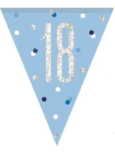 GLITZ BLUE 18TH FLAG BANNER 9FT