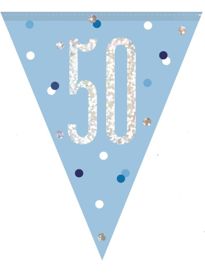 UNIQUE GLITZ BLUE 50TH FLAG BANNER 9FT