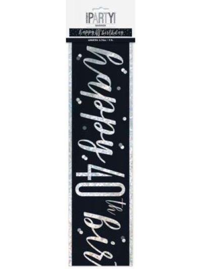 GLITZ BLK HAPPY 40TH BIRTHDAY BANNER