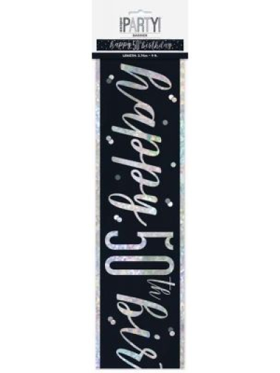 GLITZ BLK HAPPY 50TH BIRTHDAY BANNER