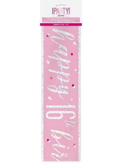 GLITZ PINK 16TH PRISM BANNER 9FT
