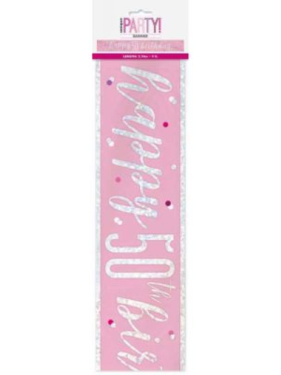 GLITZ PINK 50TH PRISM BANNER 9FT