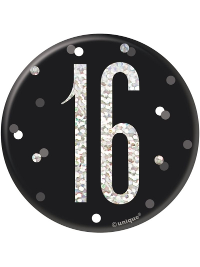 UNIQUE 3IN GLITZ BLACK BADGE NUMBER 16