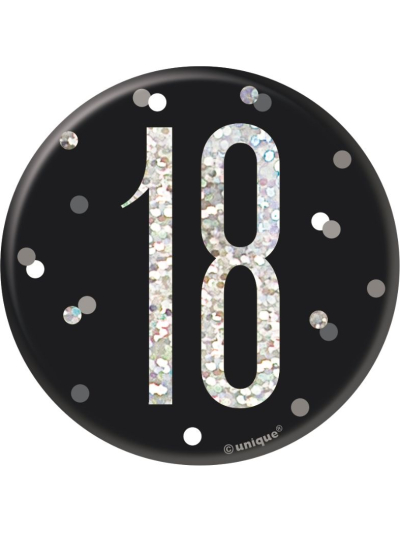 UNIQUE BLACK GLITZ 3IN BADGE-18TH
