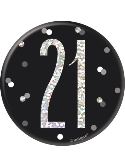 UNIQUE 3IN GLITZ BLACK BADGE NUMBER 21