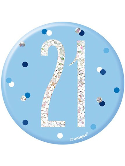 UNIQUE 3IN GLITZ BLUE BADGE NUMBER 21