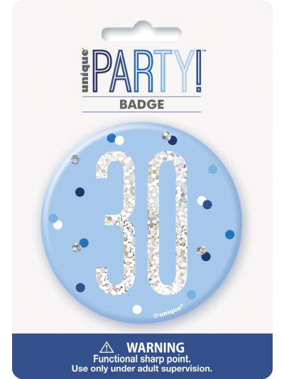 UNIQUE 3IN GLITZ BLUE BADGE NUMBER 30