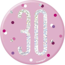UNIQUE 3IN GLITZ PINK BADGE NUMBER 30